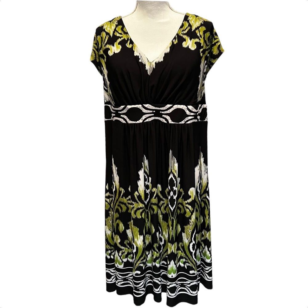 NWT Dressbarn Women's Dress Size 14W Sleeveless Pullover Black, Green & White